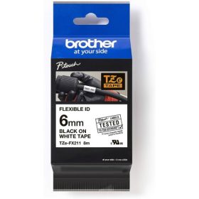   BROTHER TZE-FX211 FEHÉR ALAPON FEKETE FLEXIBILIS 6MM/8M EREDETI SZALAG (TZEFX211)