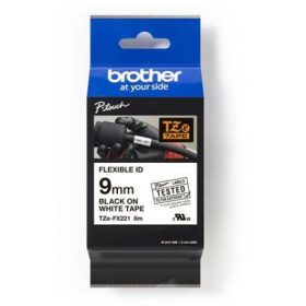   BROTHER TZE-FX221 FEHÉR ALAPON FEKETE FLEXIBILIS 9MM/8M EREDETI SZALAG (TZEFX221)