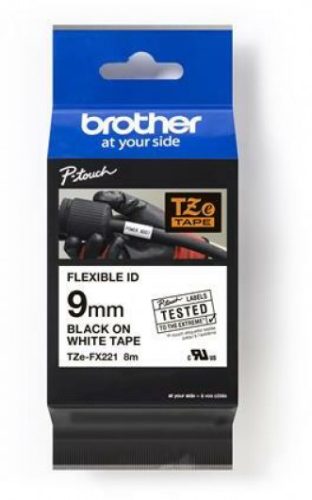 BROTHER TZE-FX221 FEHÉR ALAPON FEKETE FLEXIBILIS 9MM/8M EREDETI SZALAG (TZEFX221)