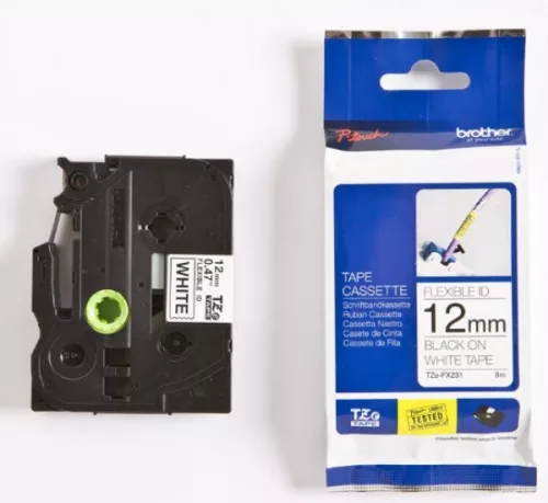 BROTHER TZE-FX231 FEHÉR ALAPON FEKETE FLEXIBILIS 12MM/8M EREDETI SZALAG (TZEFX231)