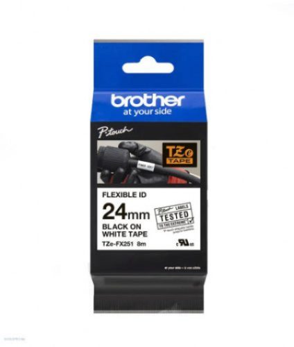 BROTHER TZe-FX251 FEHÉR ALAPON FEKETE FLEXIBILIS LAMINÁLT 24MM/8M EREDETI SZALAG (TZEFX251)