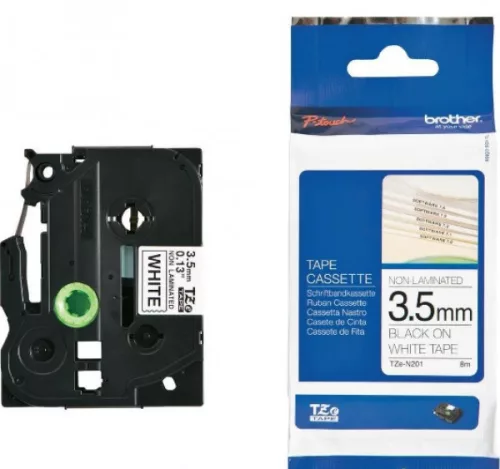 BROTHER TZE-N201 FEHÉR ALAPON FEKETE NEM LAMINÁLT 3,5MM/8M EREDETI SZALAG (TZEN201)