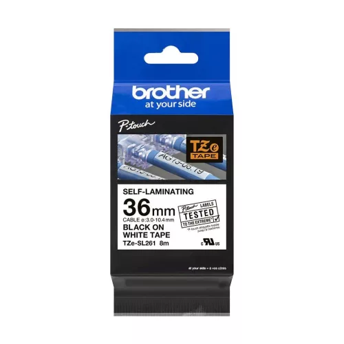 BROTHER TZe-SL261 FEHÉR ALAPON FEKETE ÖNLAMINÁLÓ 36MM/8M EREDETI SZALAG (TZESL261)