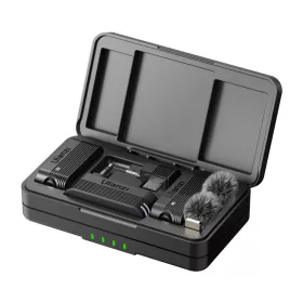   ULANZI A100 VEZETÉK NÉLKÜLI CSÍPTETHETŐ MIKROFON SZETT (2 MIKROFON + 1 VEVŐ, USB-C/JACK), FEKETE