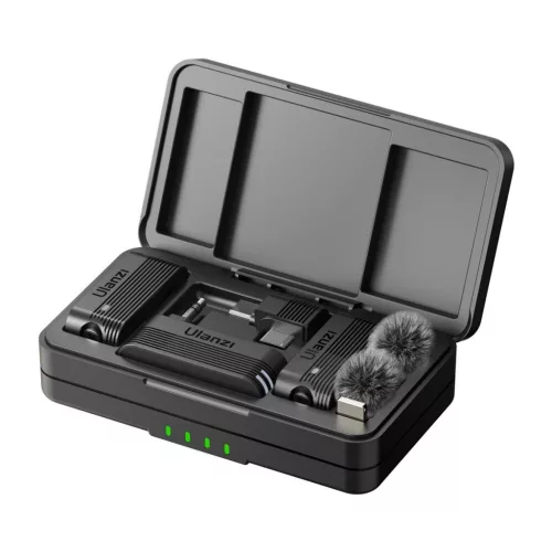 ULANZI A100 VEZETÉK NÉLKÜLI CSÍPTETHETŐ MIKROFON SZETT (2 MIKROFON + 1 VEVŐ, USB-C/JACK), FEKETE