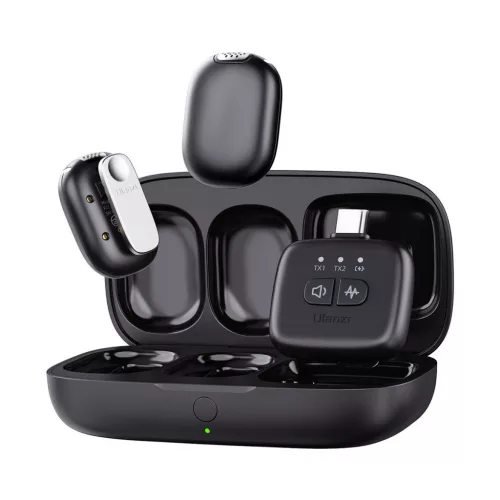 ULANZI A30 VEZETÉK NÉLKÜLI MINI CSÍPTETHETŐ MIKROFON SZETT (2 MIKROFON + 1 VEVŐ, USB-C/LIGHTNING), FEKETE
