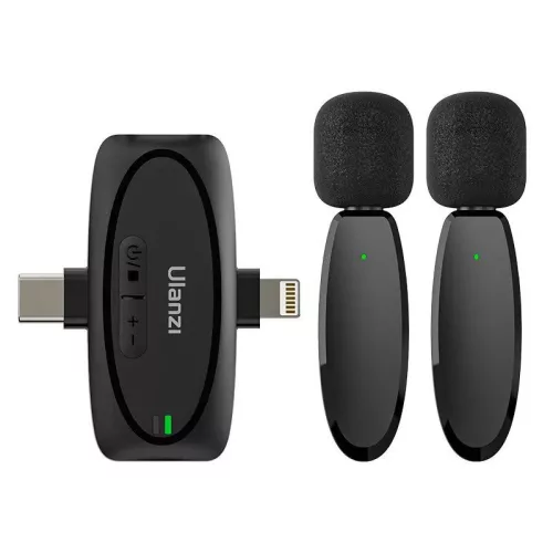 ULANZI V6 3-IN-1 SOKOLDALÚ VEZETÉK NÉLKÜLI CSÍPTETHETŐ MIKROFON SZETT (2 MIKROFON, LIGHTNING/USB-C/JACK), FEKETE