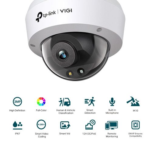 TP-LINK VIGI C230 (4MM) 3MP FULL-COLOR DOME NETWORK KAMERA