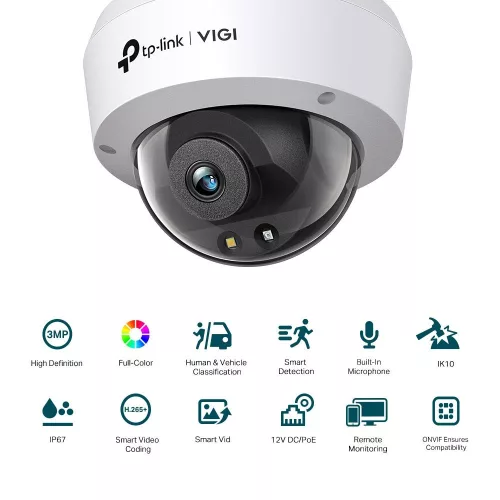 TP-LINK VIGI C230 (4MM) 3MP FULL-COLOR DOME NETWORK KAMERA