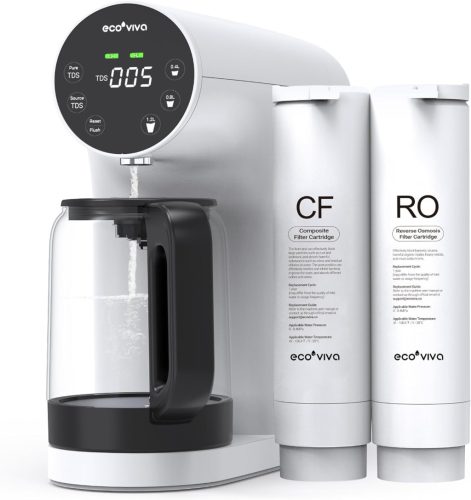 ECOVIVA WP-RO-200G-W ASZTALI, FORDÍTOTT OZMÓZIS VÍZTISZTÍTÓ, 5-LÉPCSŐS SZŰRÉS, TDS KIJELZŐ, TELEPÍTÉS NÉLKÜL, FEHÉR (BONTOTT DOBOZ)